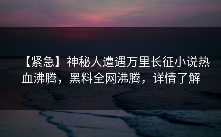 【紧急】神秘人遭遇万里长征小说热血沸腾，黑料全网沸腾，详情了解