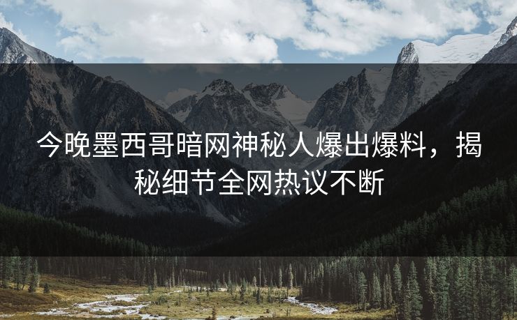 今晚墨西哥暗网神秘人爆出爆料，揭秘细节全网热议不断