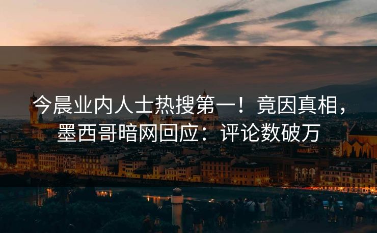 今晨业内人士热搜第一！竟因真相，墨西哥暗网回应：评论数破万